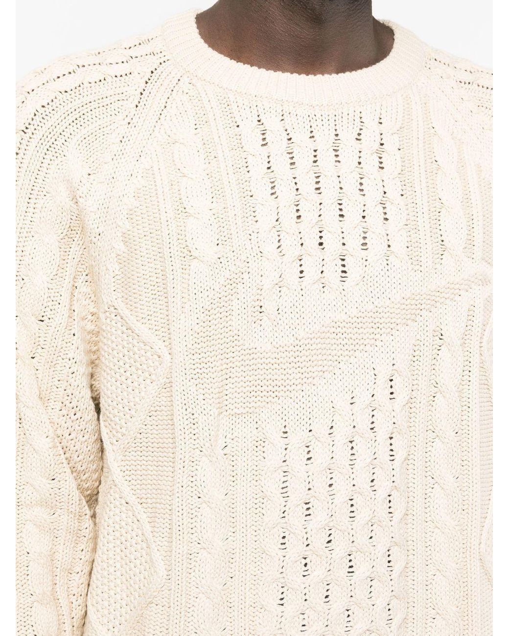 Nike Swoosh Cable-knit Sweater in Natural for Men | Lyst