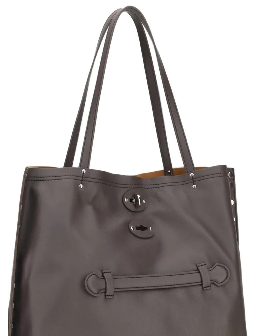 Zanellato Gray Sac Cabas A'Spasso Format Moyen En Cuir À Clous