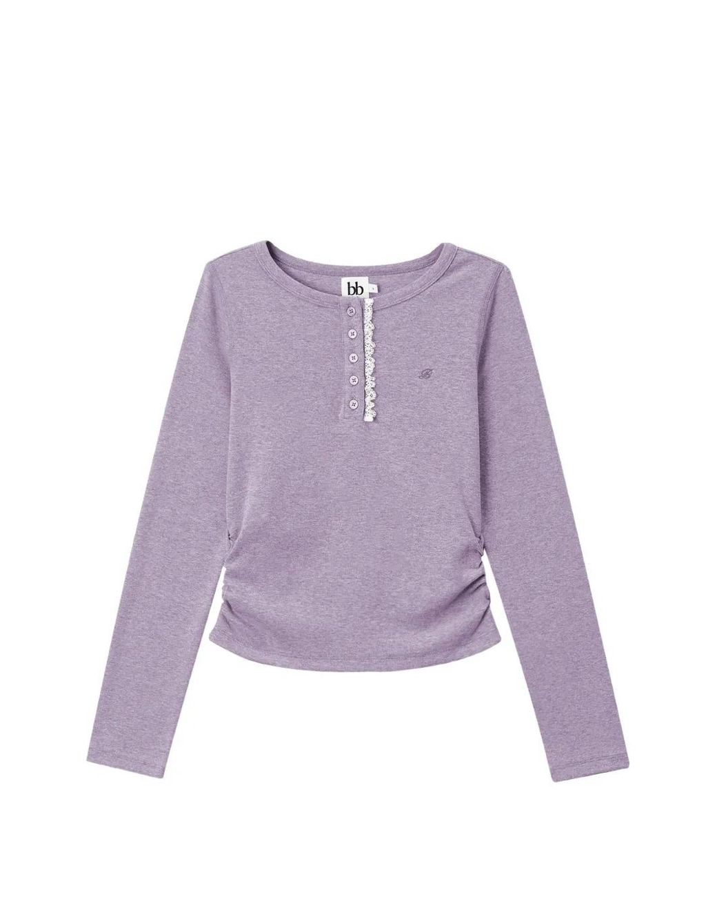 B+ AB Purple Lace-Trim Ruched T-Shirt