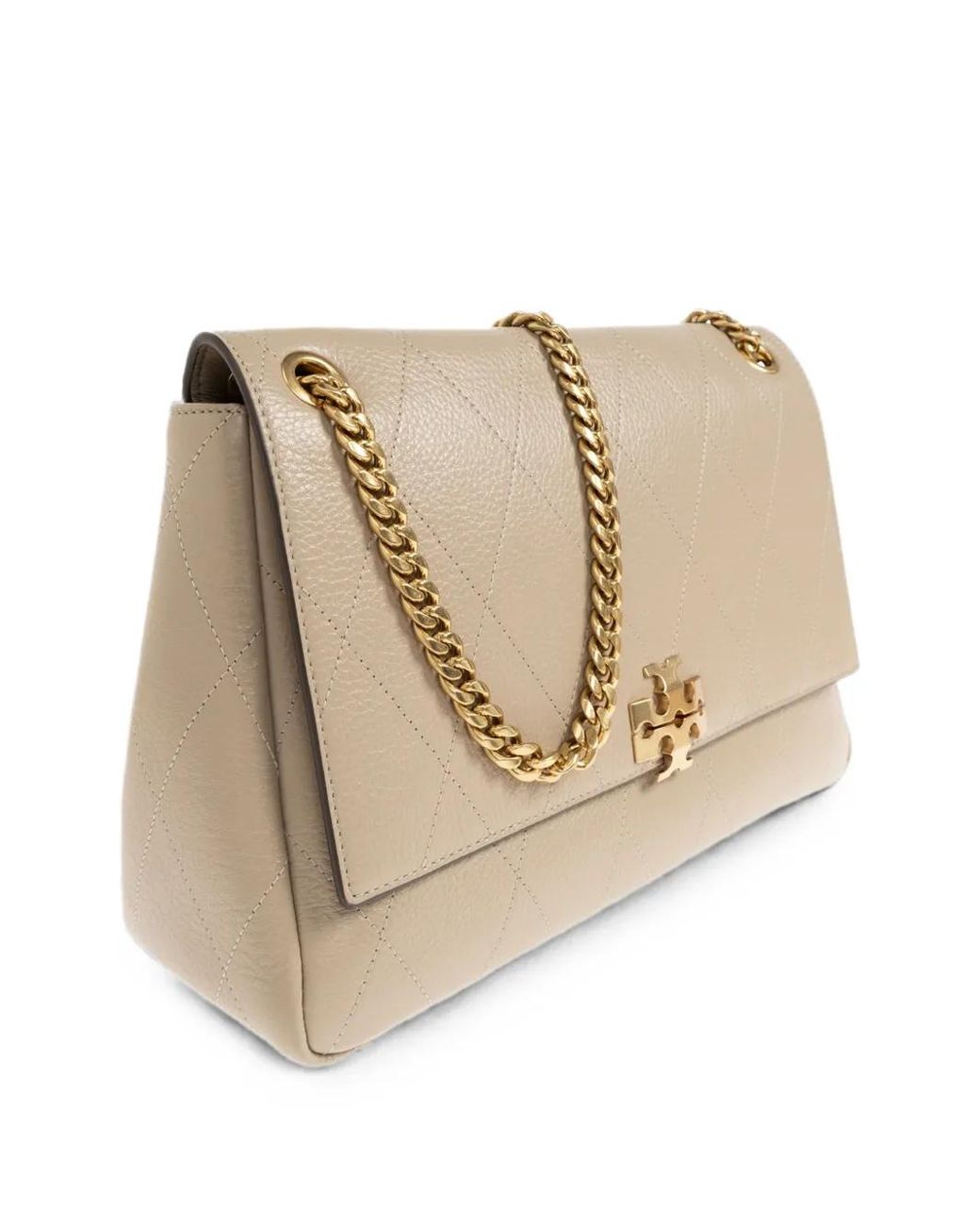 Tory Burch Natural Charlie Quilted Leather Shoulder Bag