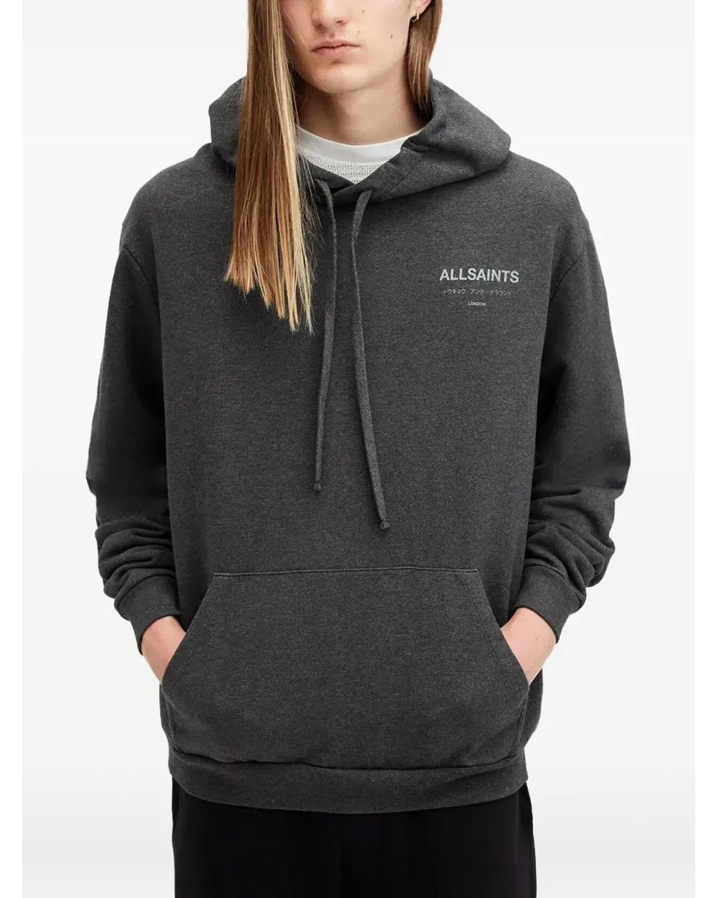 AllSaints Gray Underground Oth Hoodie for men