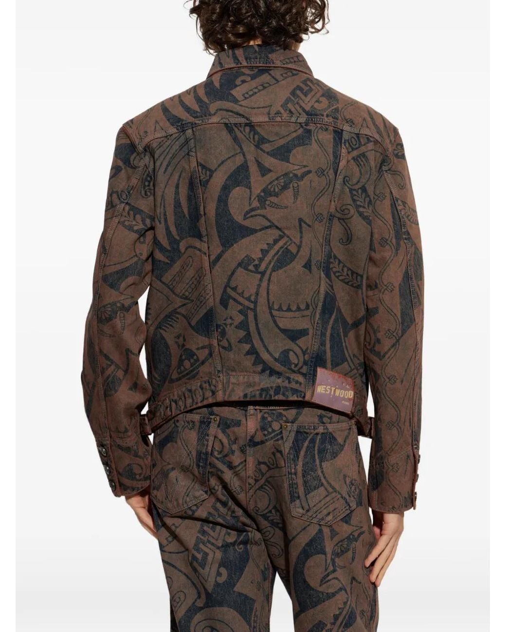 Vivienne Westwood Brown Stormrider Graphic-Print Denim Jacket for men