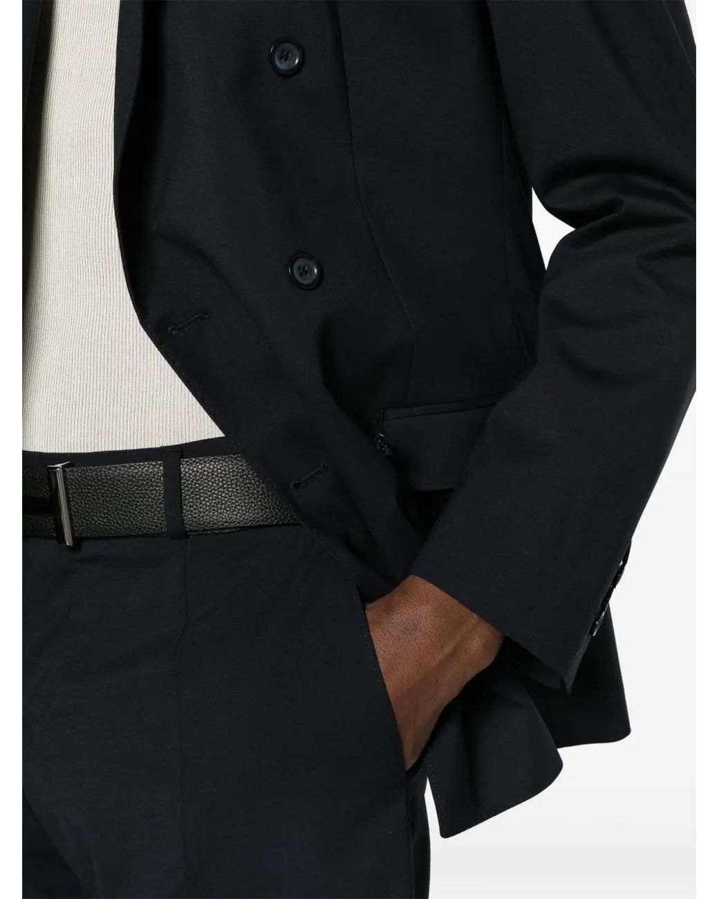 Dolce & Gabbana Black Double-Breasted Twill Blazer for men