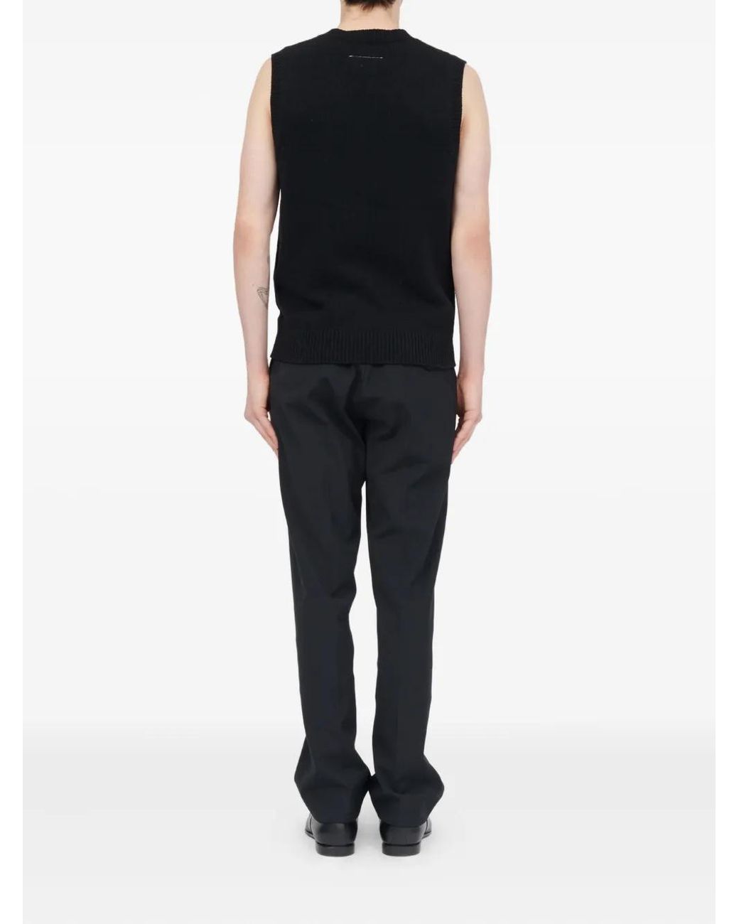 MM6 by Maison Margiela Black V-Neck Wool Vest for men