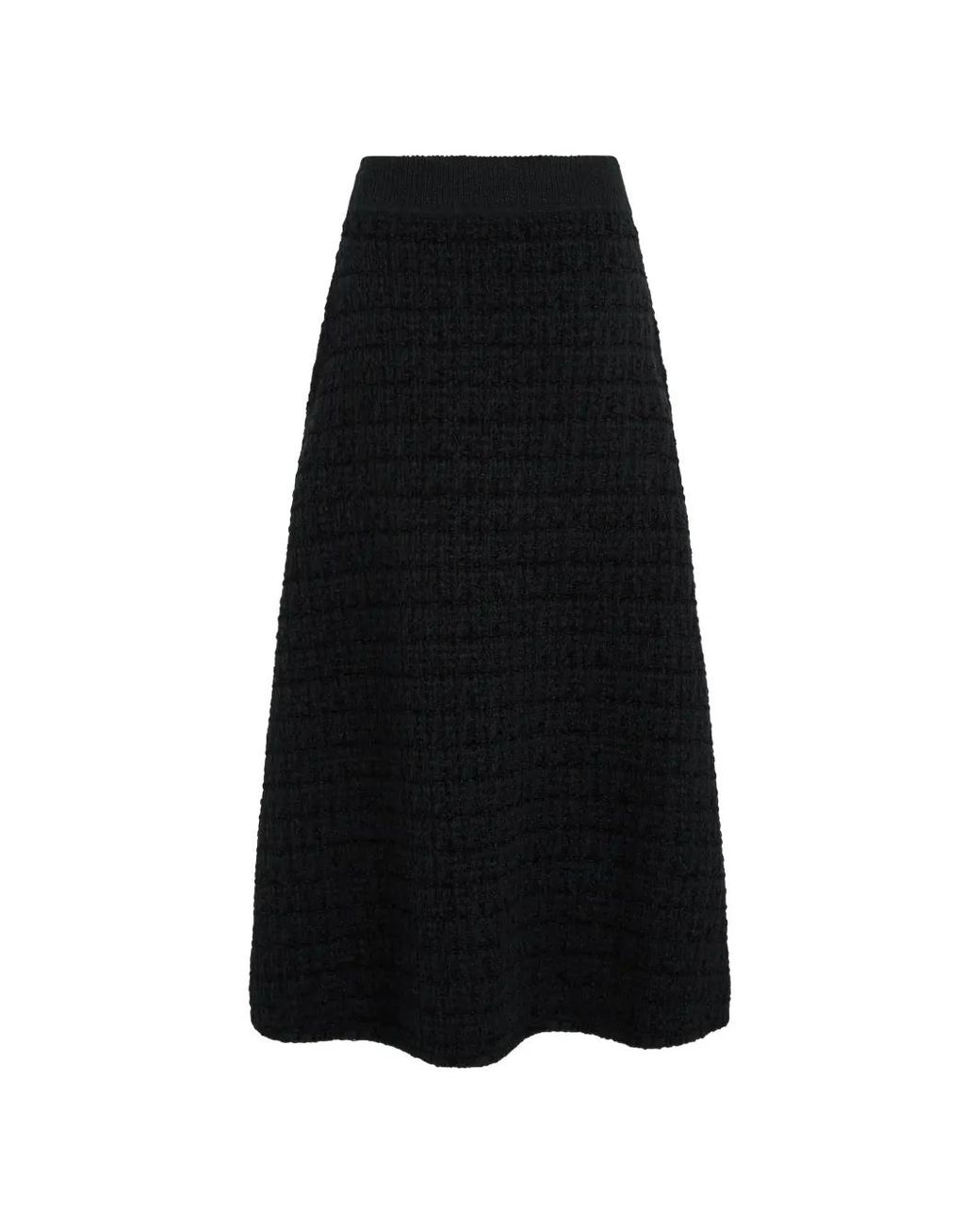 Karl Lagerfeld Black Faux-Pearl Midi Knitted Skirt
