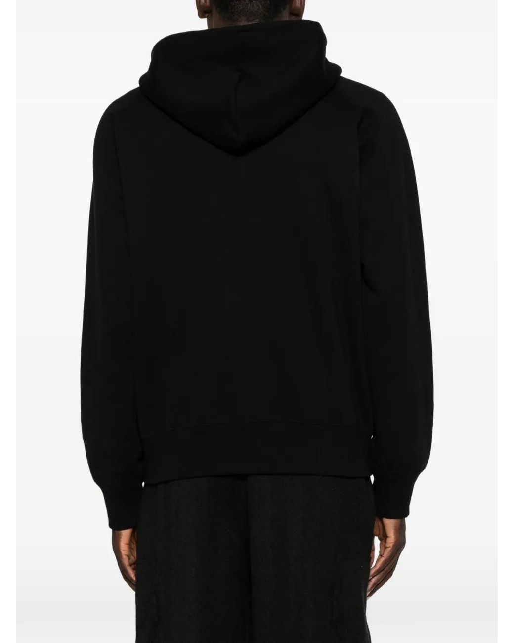 Sacai Black Zip-Up Drawstring Hoodie for men