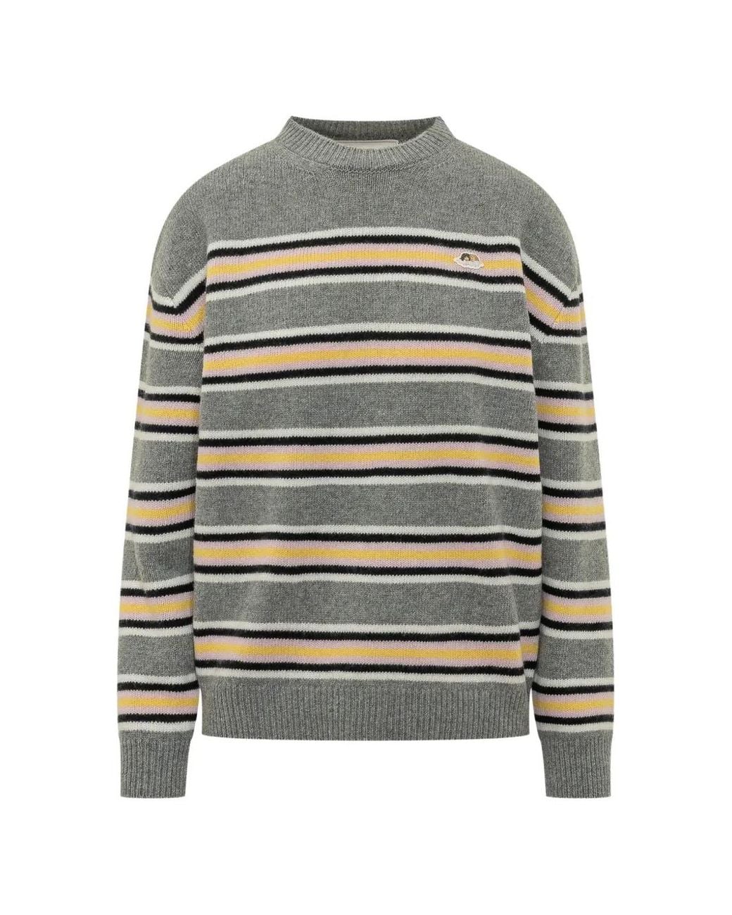 Fiorucci Gray Angels-Patch Striped Sweater