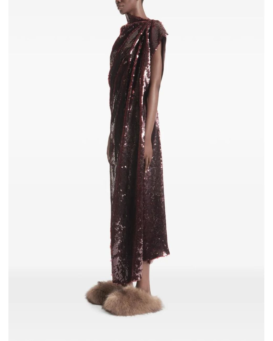 A.W.A.K.E. MODE Brown Fur-Texture Mules