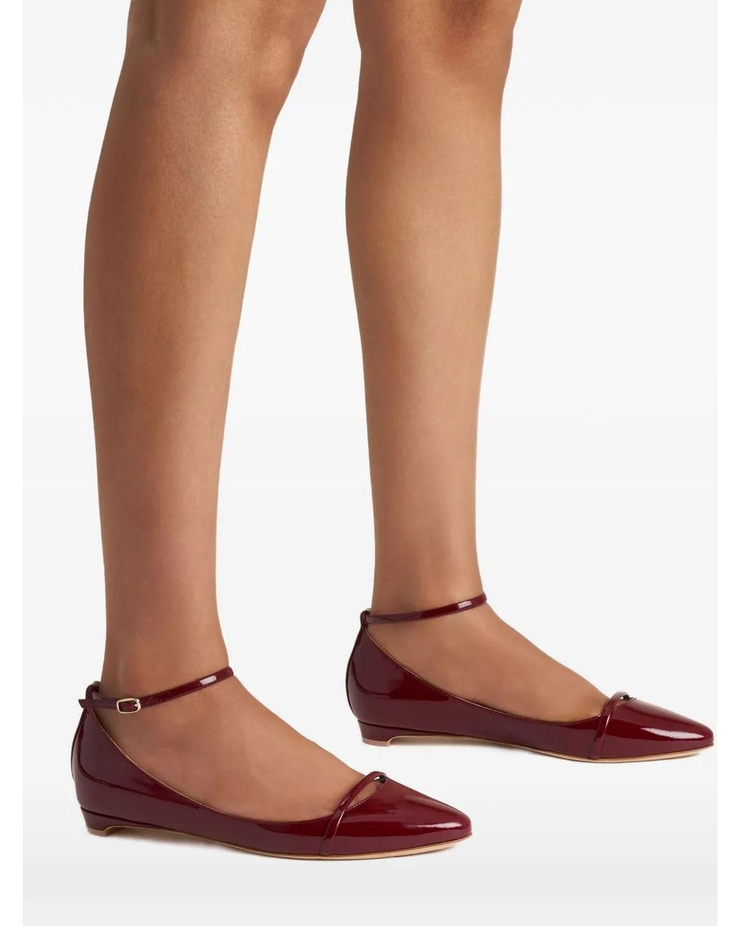 Malone Souliers Red Patent Leather Mary Ballet Flats