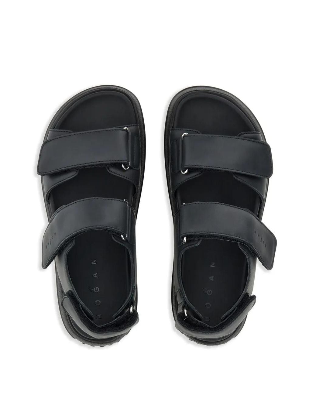 Hogan Black Leather Sandals