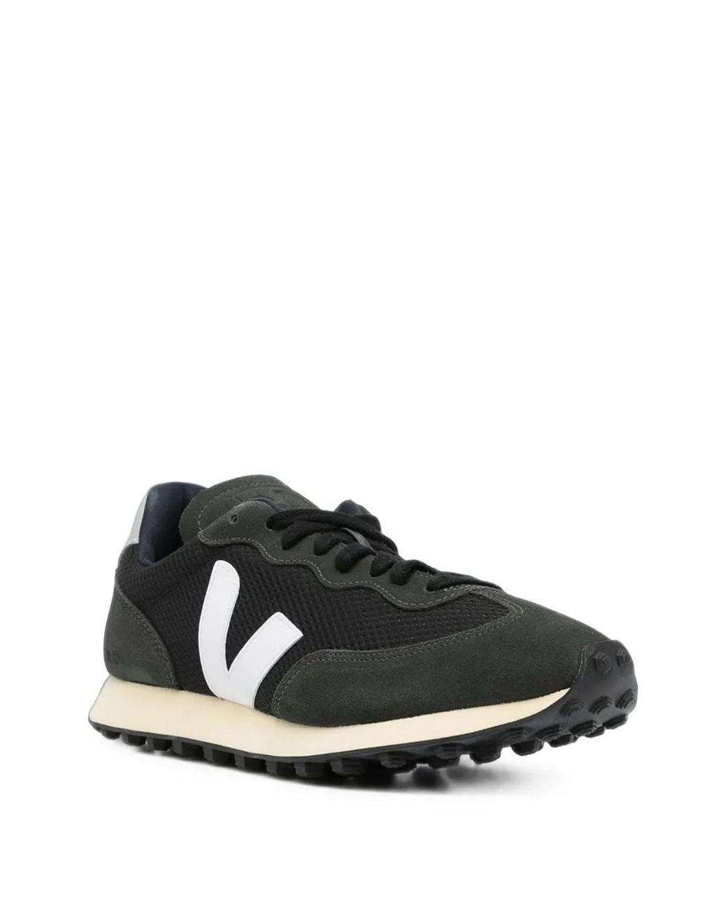 Veja Black Logo-Patch Panelled Sneakers