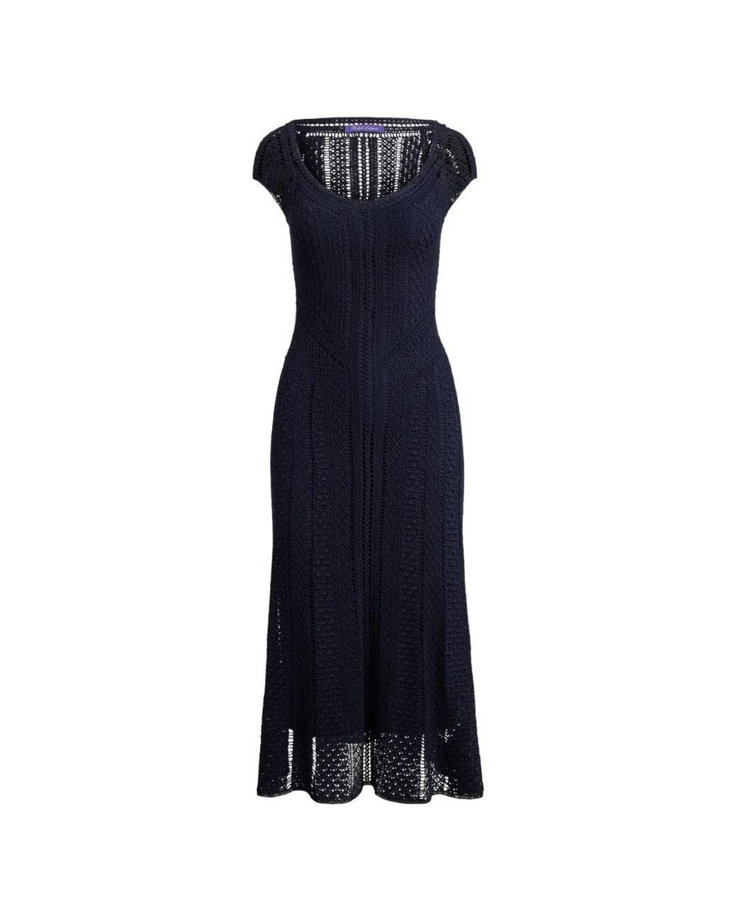 Ralph Lauren Blue Scoop-Neck Midi Dress