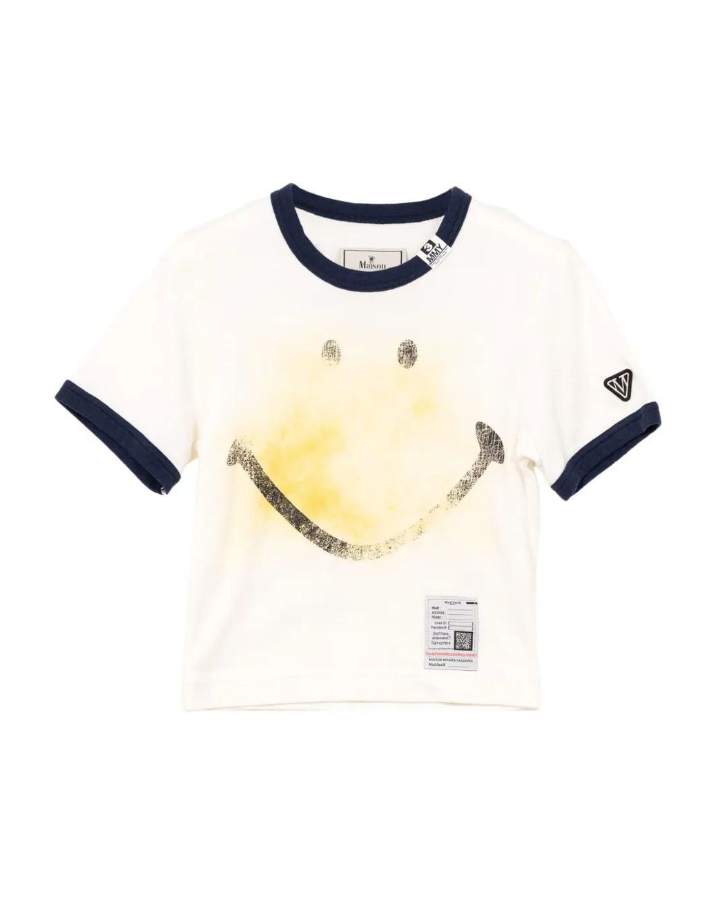 Maison Mihara Yasuhiro Smiley Face-Print T-Shirt in Natural