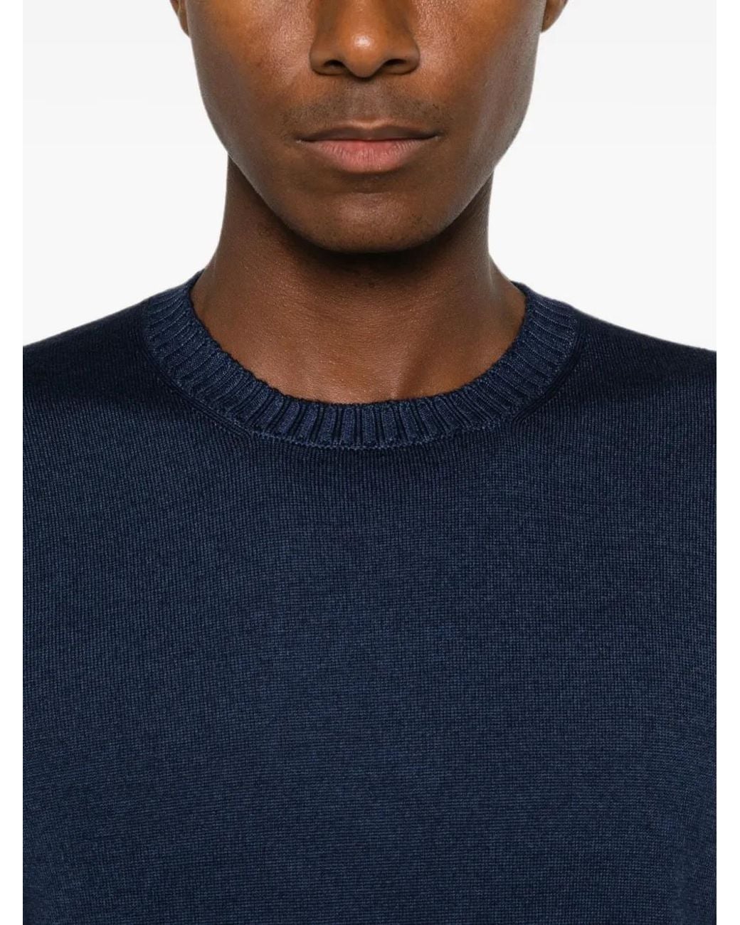Fay Blue Crew-Neck Long-Sleeve Sweater for men