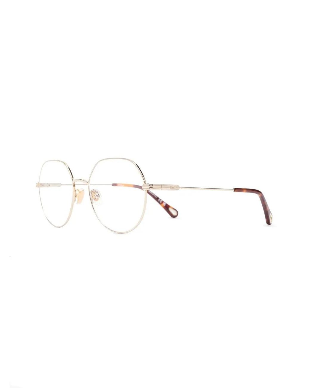 Chloé Metallic Benjamine Round-Frame Glasses