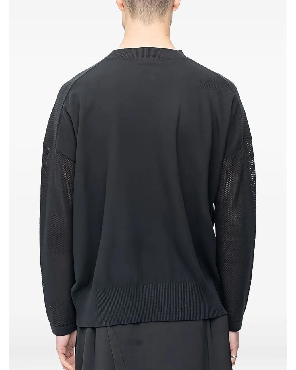 DEVOA Black Open-Knit Pullover Sweater for men