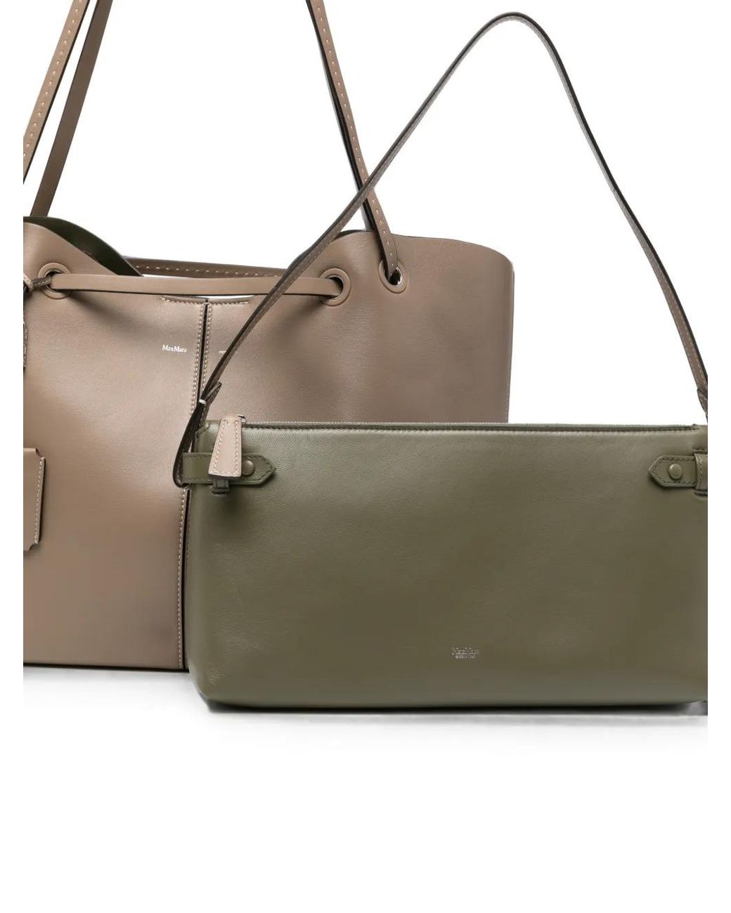 Max Mara Natural Double Nappa Leather Shopper Bag Mud