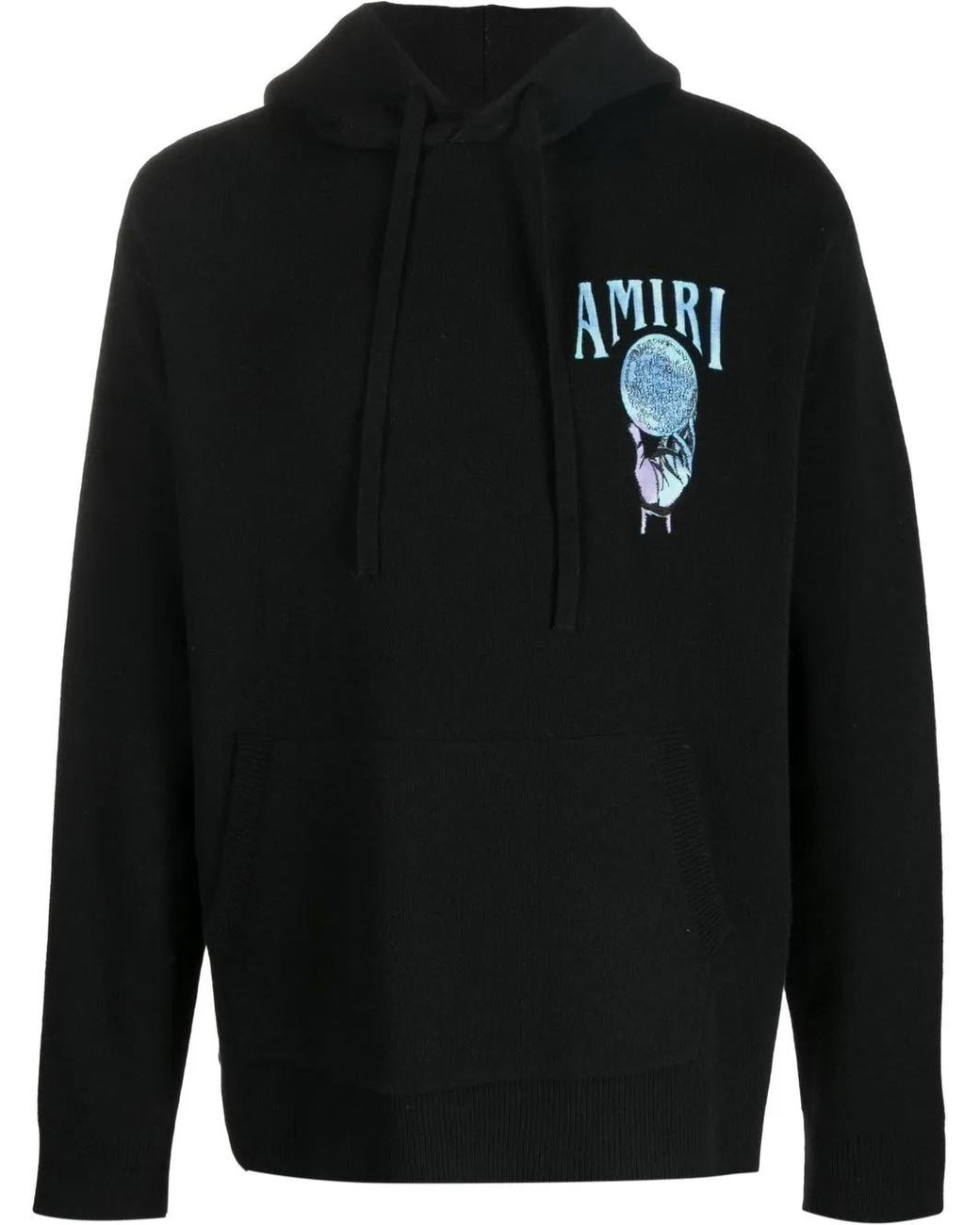 Amiri Black Graphic-Embroidered Cotton Hoodie for men