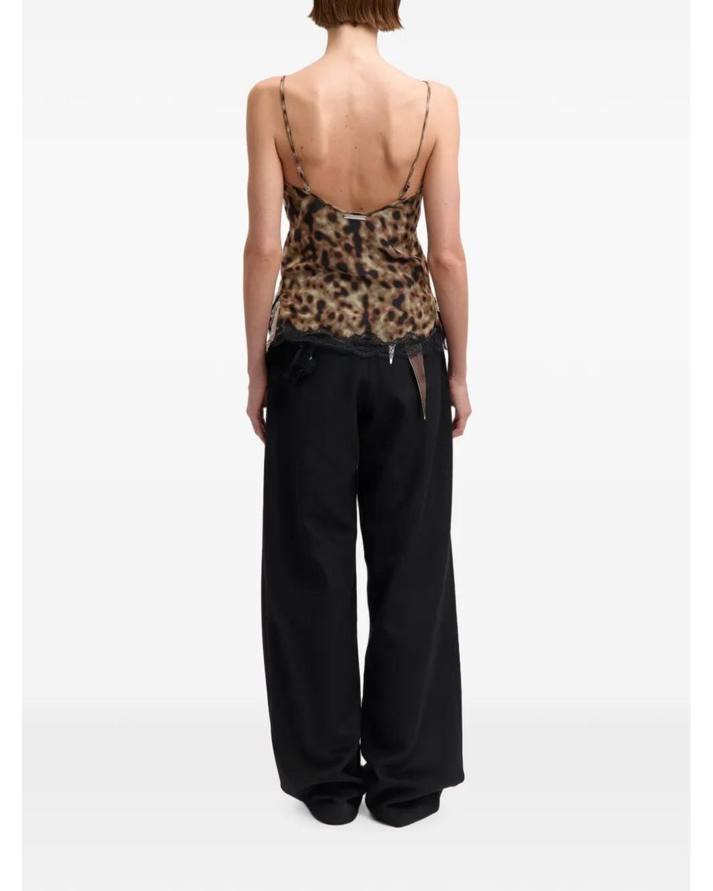 16Arlington Brown Clio Lace-Trim Leopard-Print Top