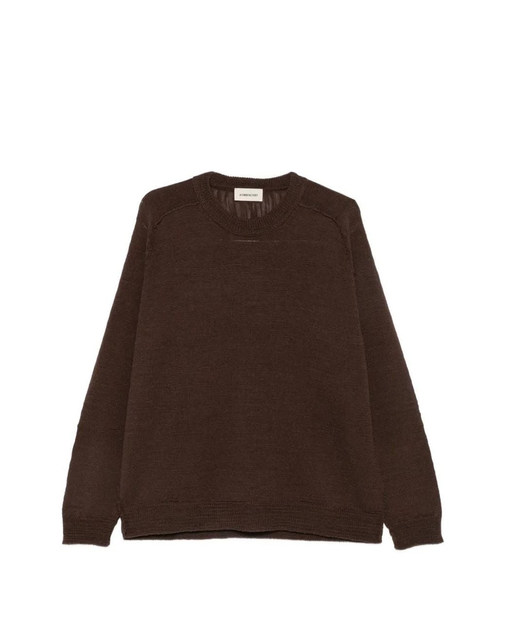 Atomo Factory Brown Crew-Neck Sweater for men