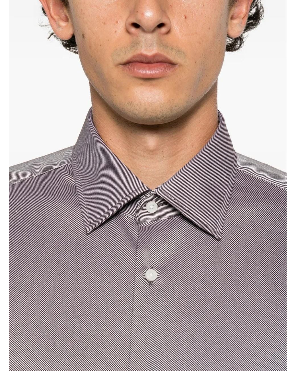 Boss Purple Micro-Stripe Cotton Shirt for men