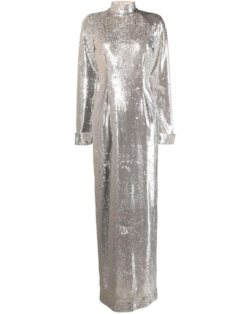 Givenchy Gray Open-Back Sequin Gown