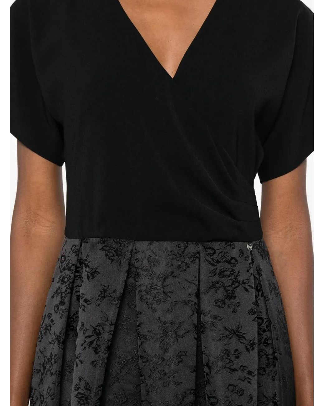 Nissa Black Floral-Pattern Dress