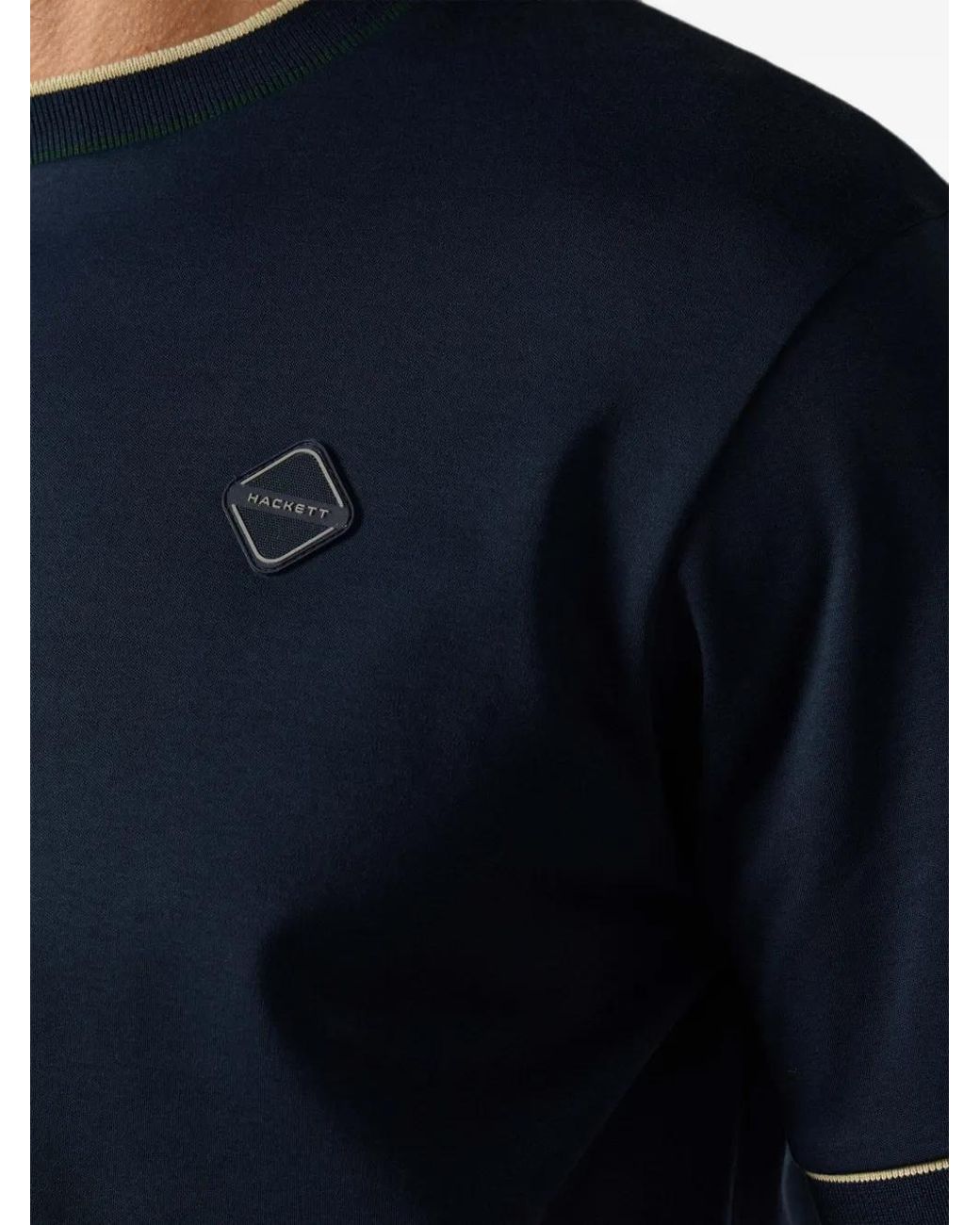 Hackett Blue Logo-Patch Tipped T-Shirt for men