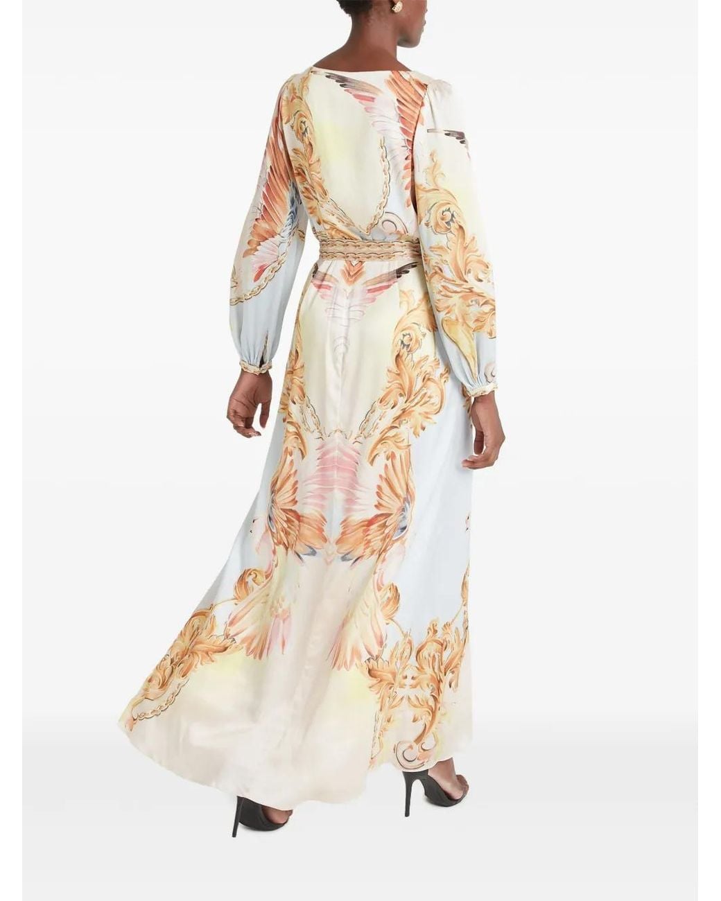 Temperley London Metallic Graphic-Print Wrap Dress