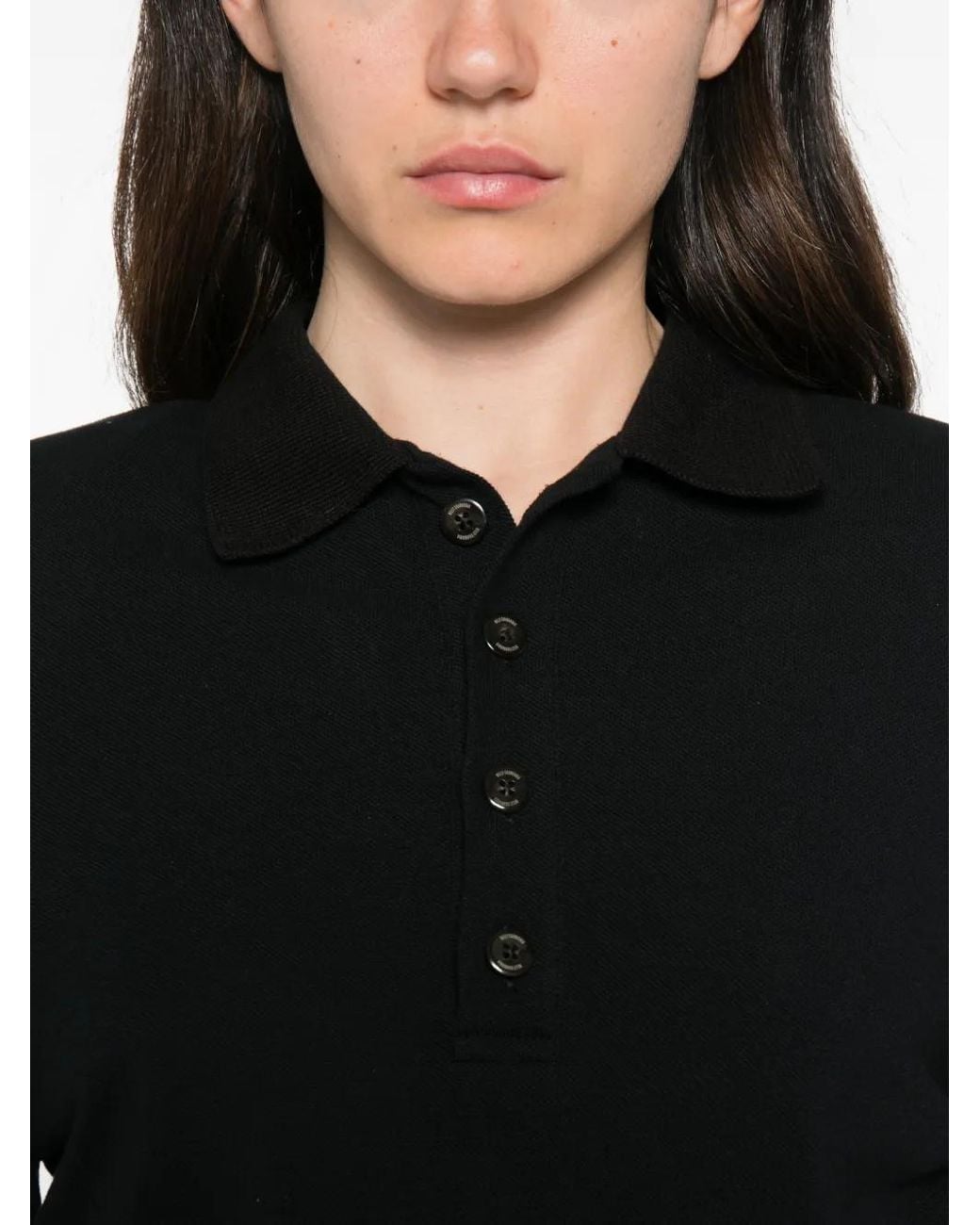 Willy Chavarria Black Padded-Shoulder Polo-Collar Dress