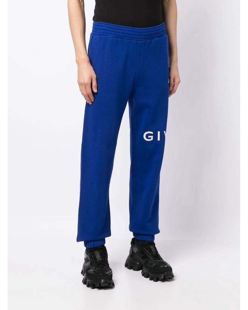 Givenchy Blue Logo-Print Track Pants for men