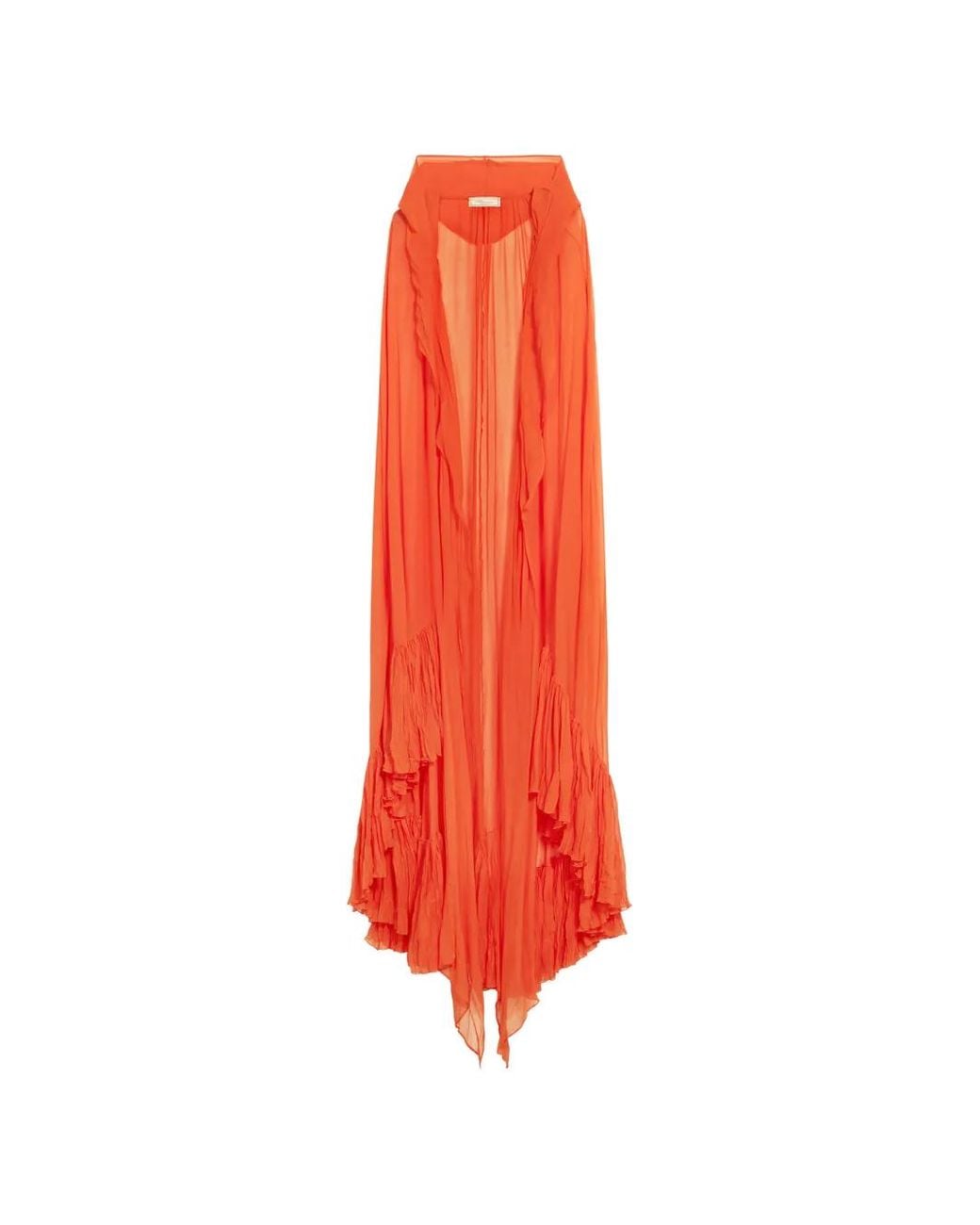 Blumarine Red Hooded Ruffled Cape
