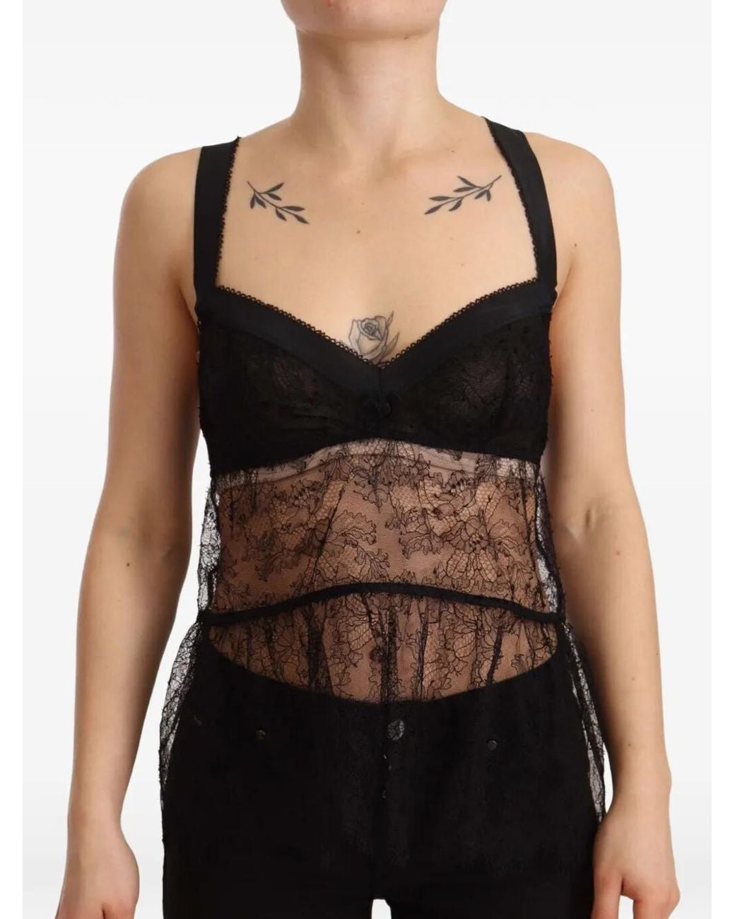 Dolce & Gabbana Black Lace Sleeveless Top