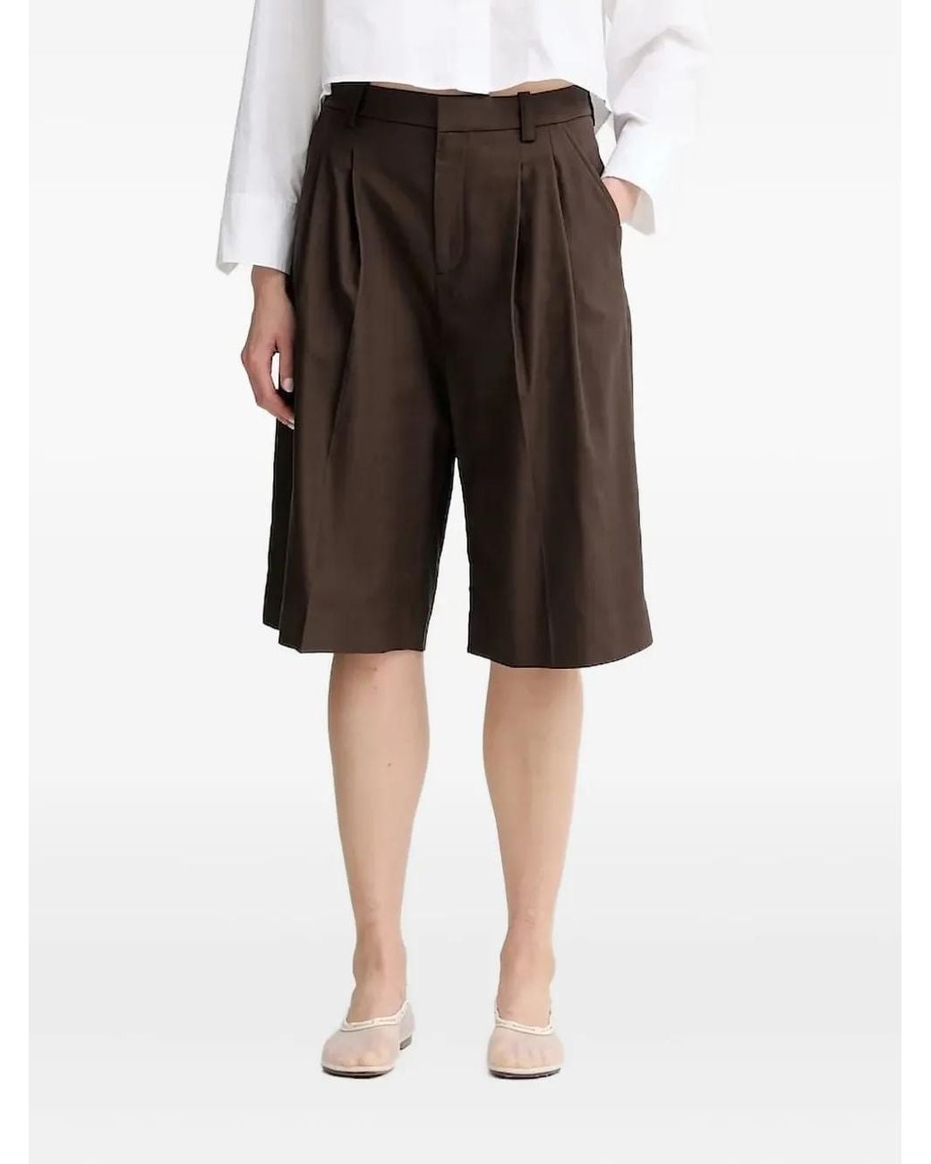 A.L.C. Black Pleated Side-Pockets Shorts
