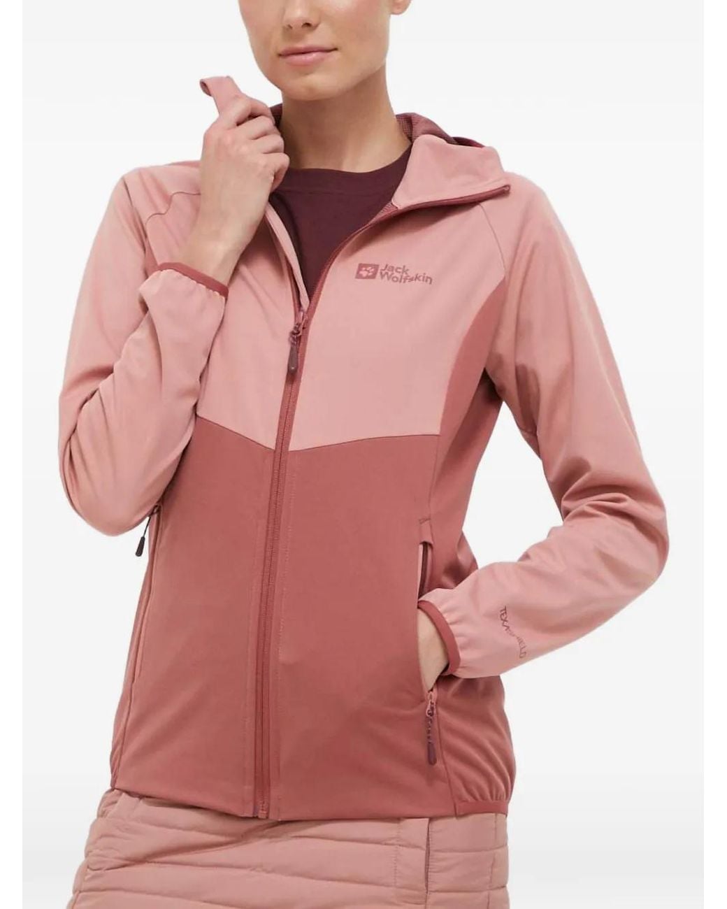 Chaqueta Con Capucha Y Diseño Colour Block Jack Wolfskin de color Pink