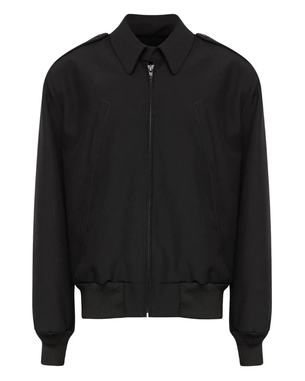 MM6 by Maison Margiela Black Collared Wool Jacket for men