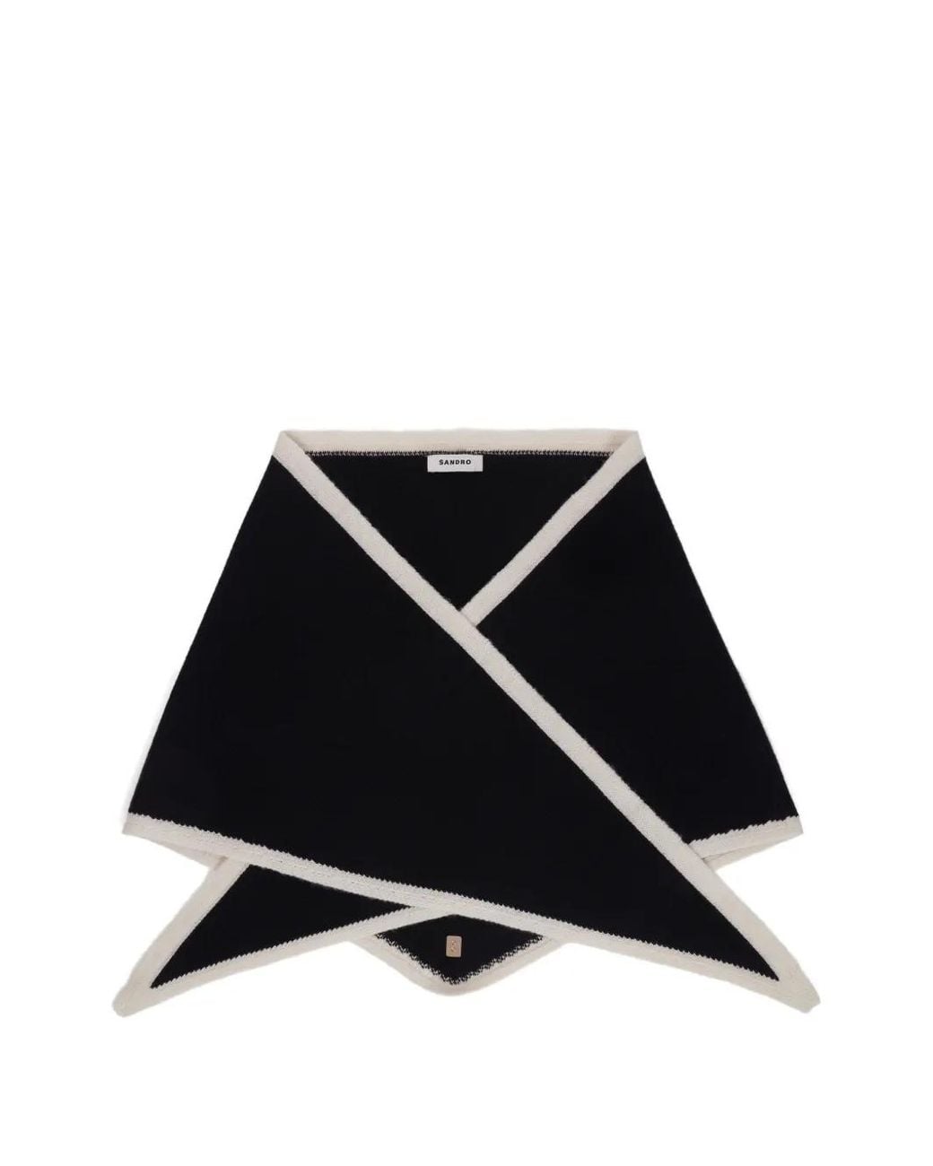 Sandro Black Two-Tone Wool Triangle Scarf