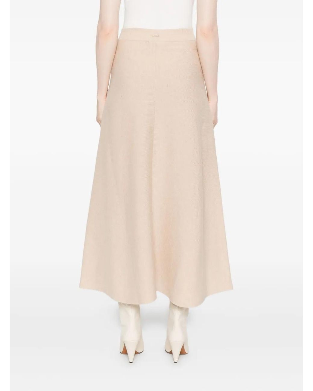 Max Mara Natural Ribbed Flared Skirt