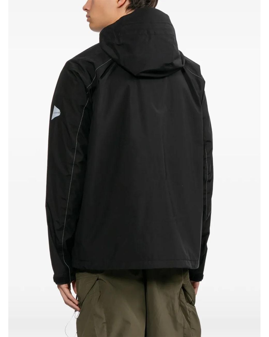 And Wander Black Hooded Hiker Rain Jacket for men