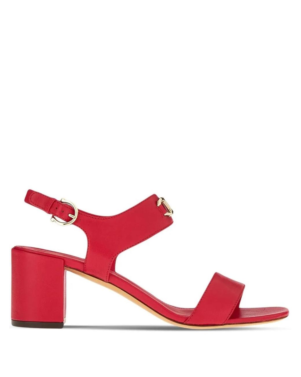 Ferragamo Red Gancini-Plaque Block-Heel Sandals