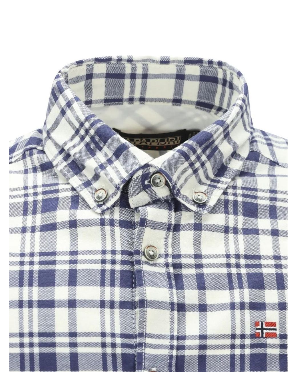 Napapijri Blue Checked Button-Down Shirt for men