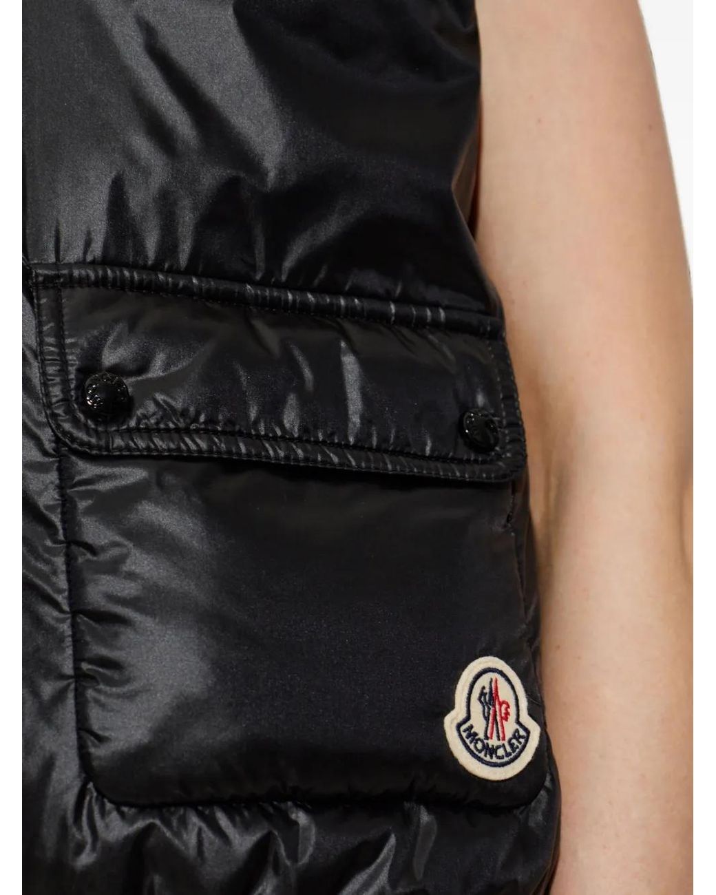 Moncler Black Gilet Lansette À Capuche