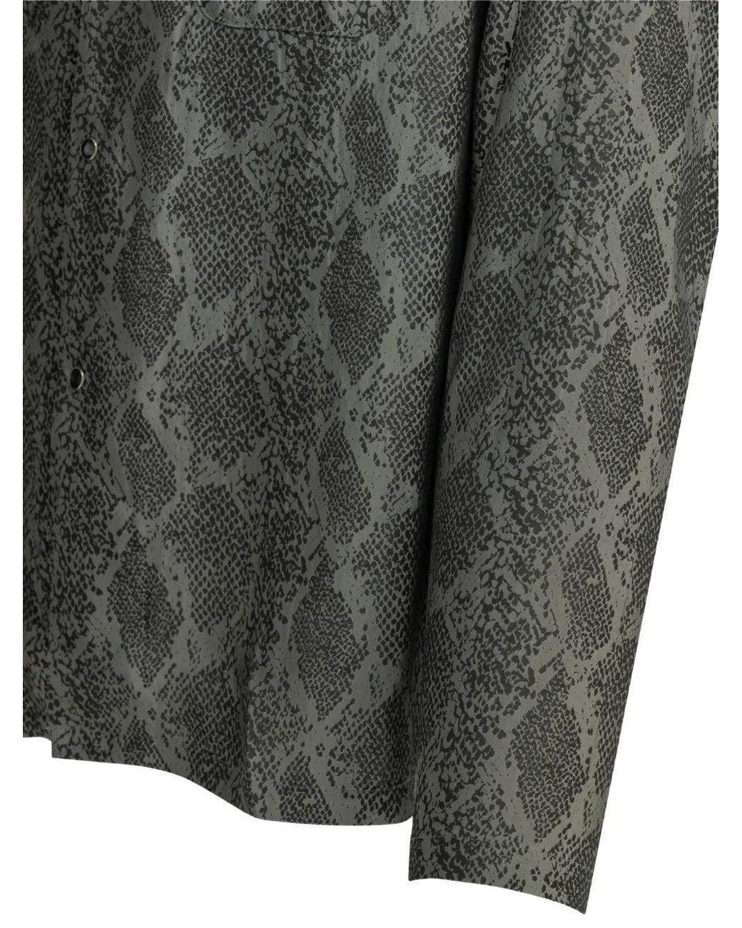 Needles Gray Snakeskin-Print Western-Style Shirt for men