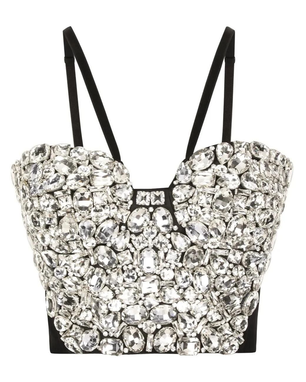 Dolce & Gabbana Gray Crystal-Embellished Crop Top