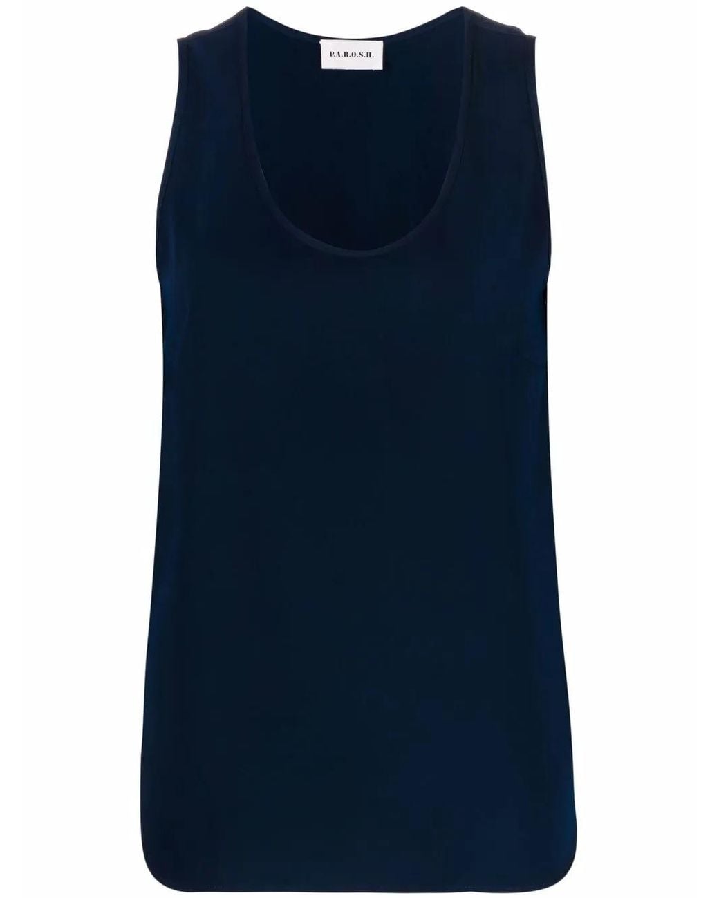 P.A.R.O.S.H. Blue Scoop-Neck Sleeveless Blouse