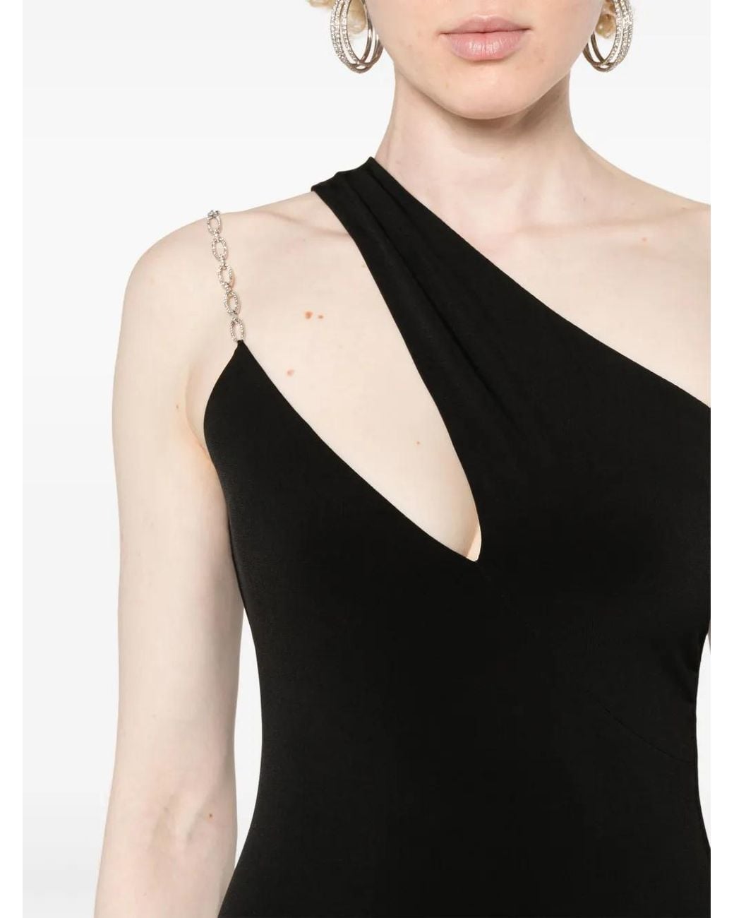 Nissa Black Asymmetric-Design Dress