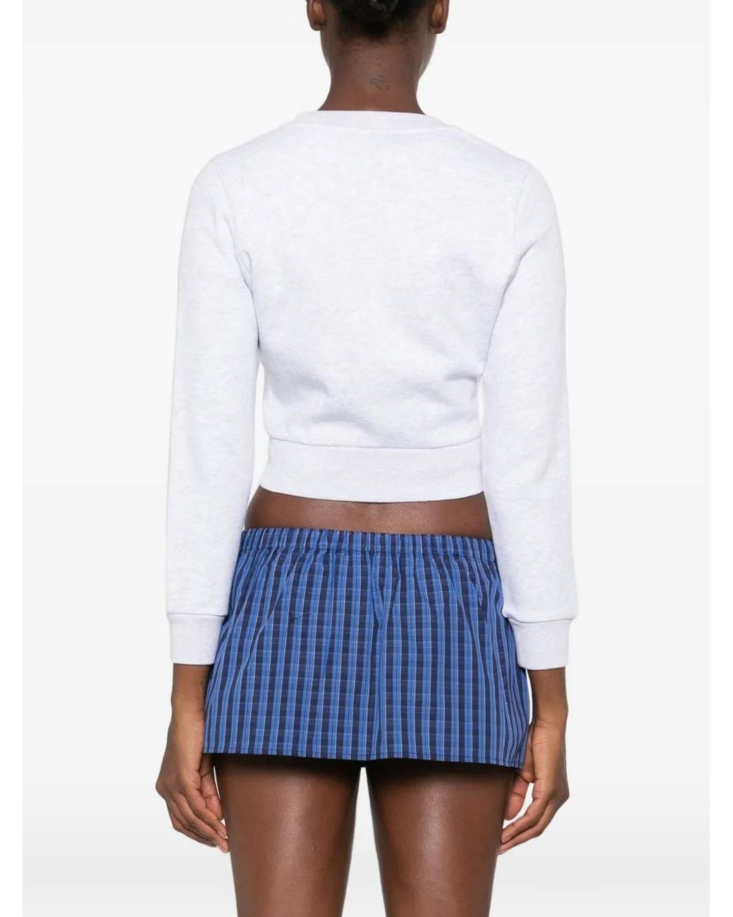 Sporty & Rich White Logo-Print Cropped Sweatshirt
