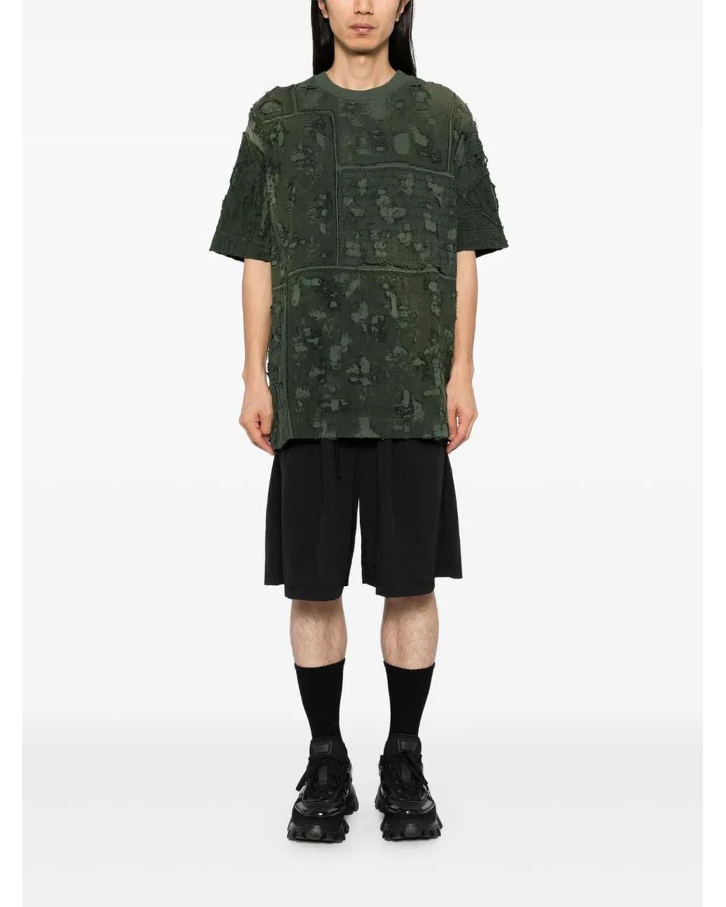 Givenchy Green Frayed-Effect T-Shirt for men
