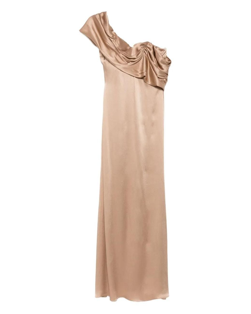 GIUSEPPE DI MORABITO Natural Draped One-Shoulder Dress