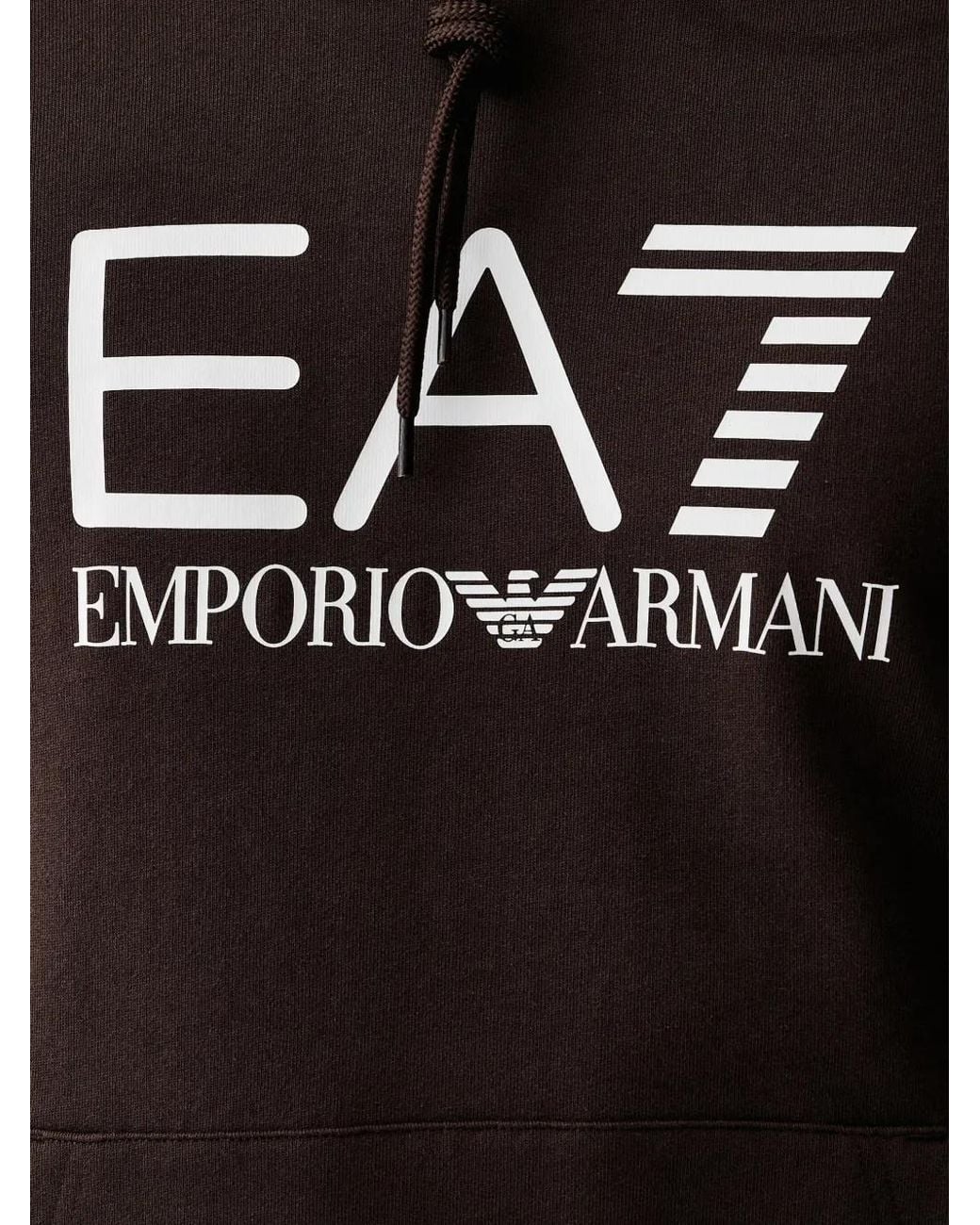 EA7 Black Logo-Print Pouch-Pocket Hoodie for men